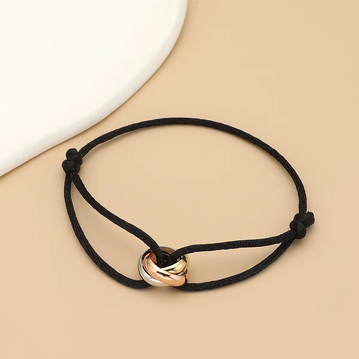 Bracelet unisexe Simple à la mode, 3 cercles ronds en métal, accessoire réglable en corde pour homme