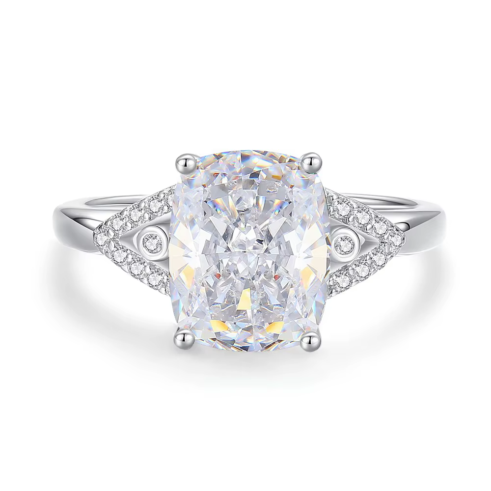 Vinregem 8*10 MM émeraude saphir haute teneur en carbone diamant gemmes bague pour les femmes 925 en