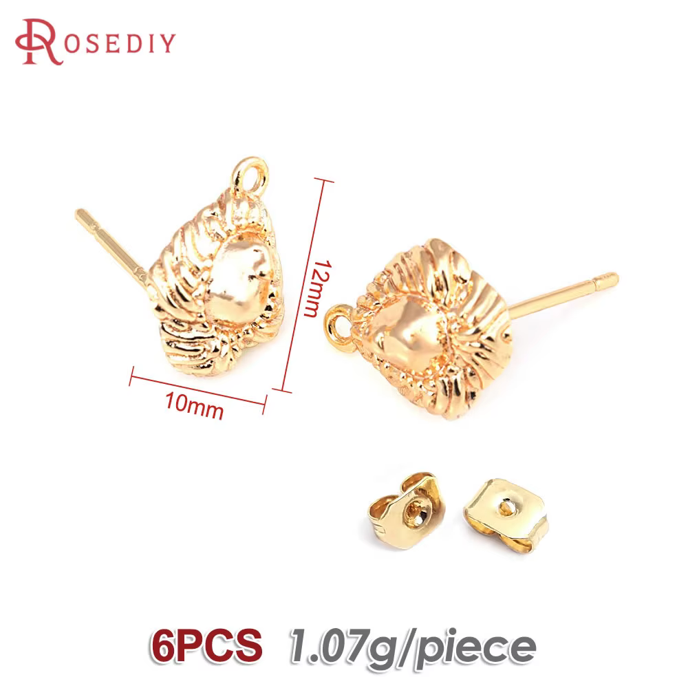 Boucles d'oreilles tête de Lion en laiton couleur or 18 carats, broches, haute qualité, fournitures 