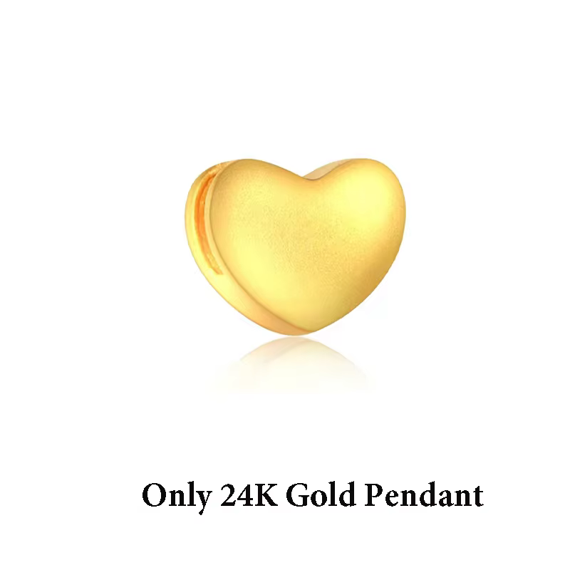 Collier avec pendentif en forme de cœur en or pur 24K 999, véritable or pour femmes, bijoux fins, ca