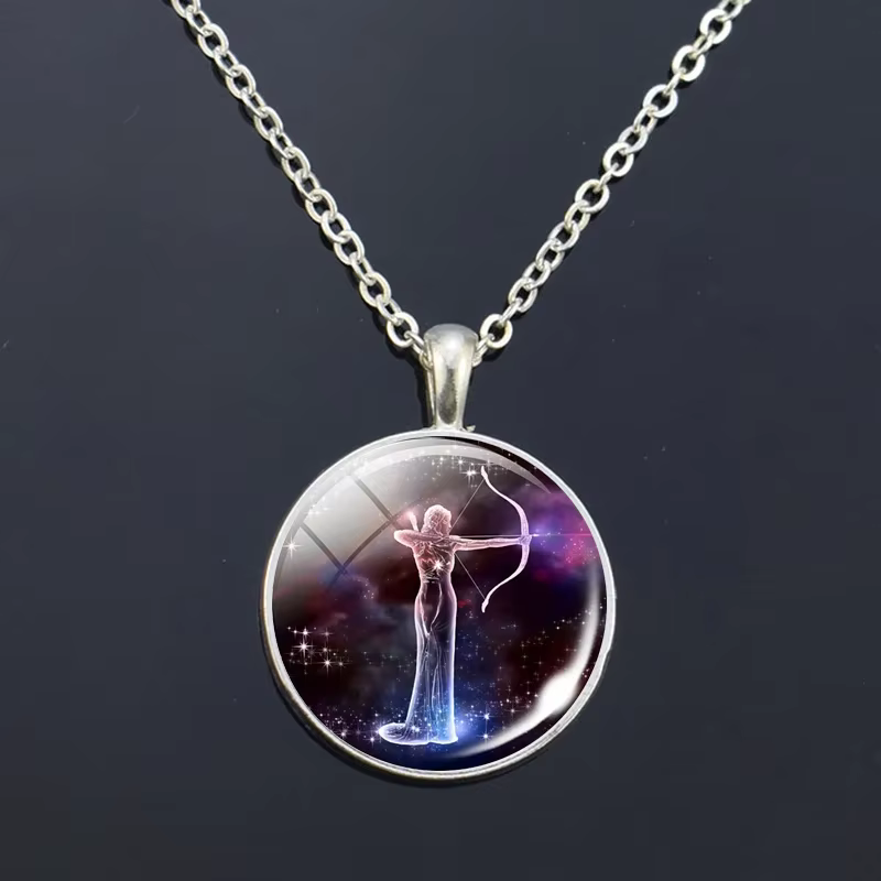 Pendentif en forme de dôme en verre, 12 signes du zodiaque, bijoux à la mode pour femmes, vierge, Ca