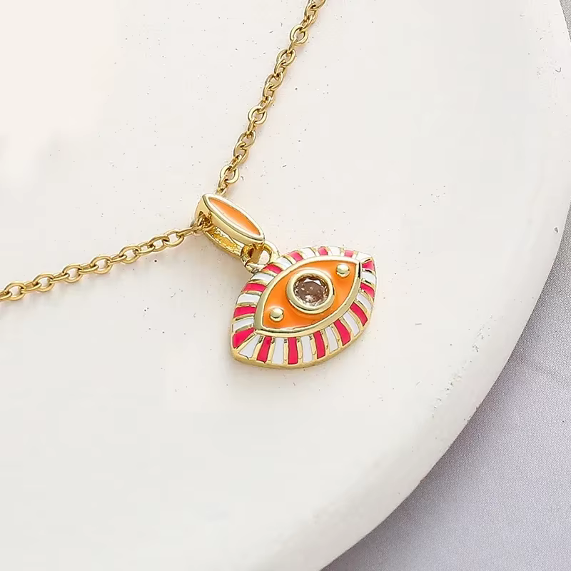 Collier goutte d'huile multicolore pour femme, mauvais œil pop, incrusté de Zcomprenes sur pendentif