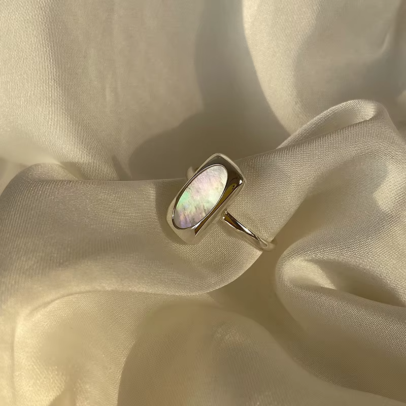 Bagues en argent Sterling 925 pour femmes et hommes, bague minimaliste en pierre de coquille Simple 