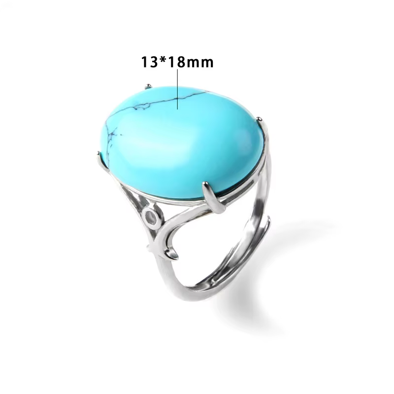 Bagues en pierre Turquoise pour hommes et femmes, bagues en Cabochon, Aventurine, ajustables, Vintag