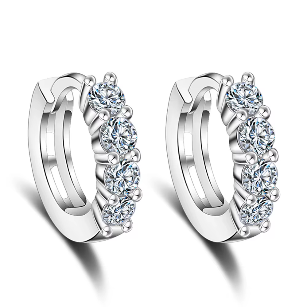 Boucles d'oreilles Glamour en argent sterling 925, luxueuses, à une seule rangée de zircons, pour fe