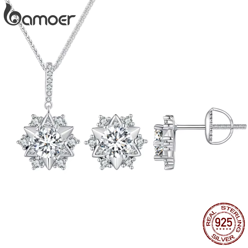 Bamoer – ensemble collier et boucles d'oreilles en Moissanite pour femmes, couleur D VVS1 EX 2.0CT, 