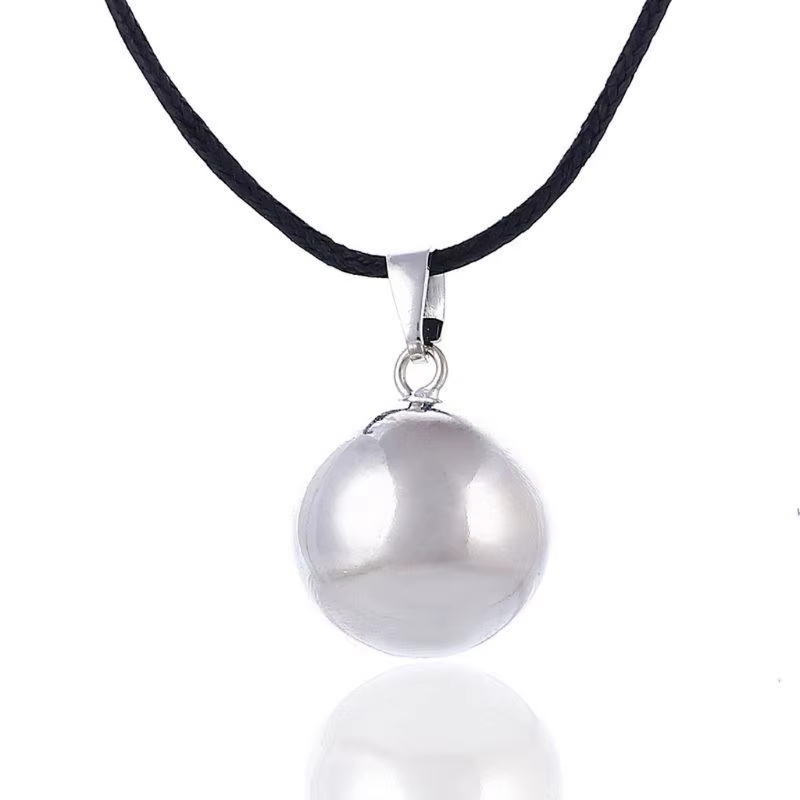Collier boule d'harmonie brillant de grossesse, pendentif carillon Bola Vintage, chaîne longue de 40