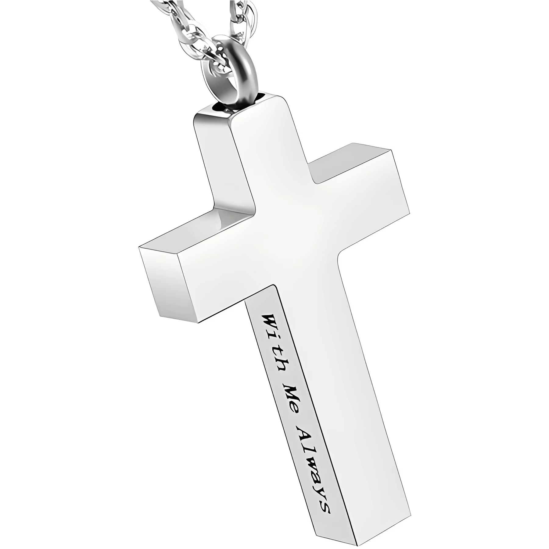 Collier croix de crémation pour cendres en acier inoxydable, pendentif d'urne de croix de Religion, 