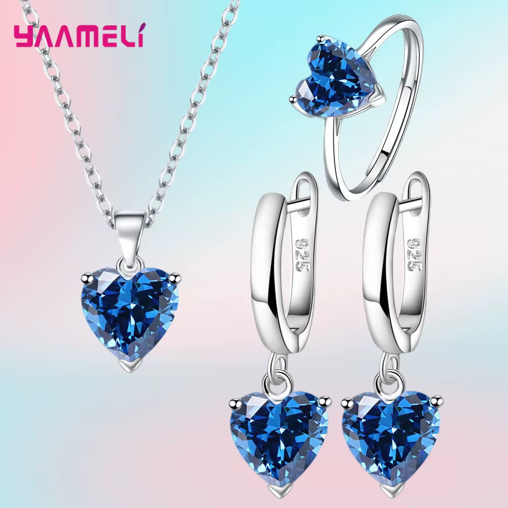 Bijoux fins en argent Sterling 925, coffrets cadeaux pour femmes, cœur romantique, boucles d'oreille