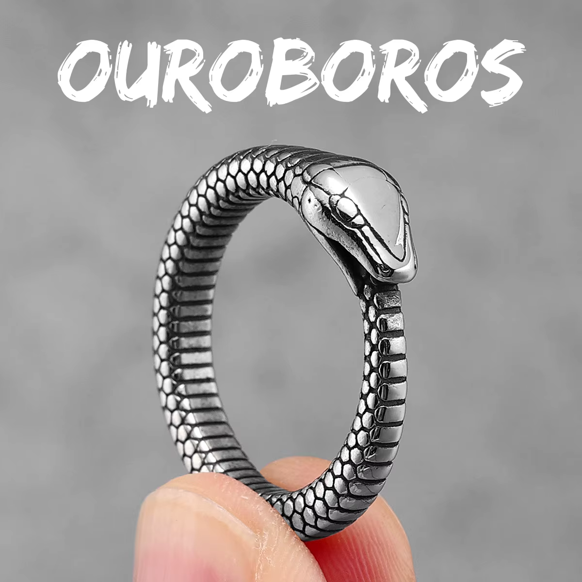 Ouroboros-Bague en acier inoxydable SION L pour homme, matiques pour homme, bijoux pour cavalier mas
