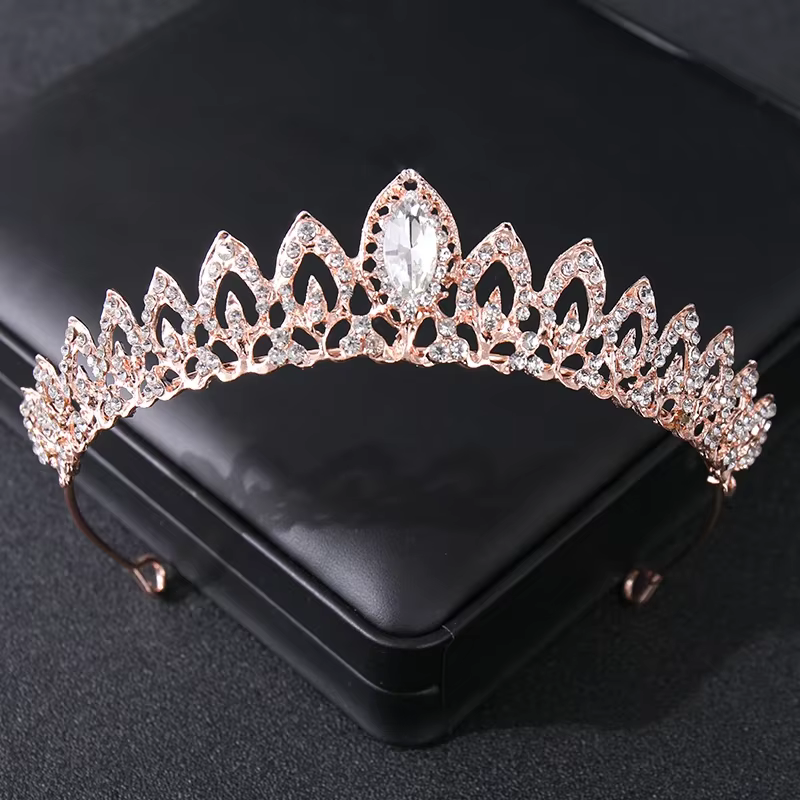 Diadèmes et couronnes en biscuits pour documents en or rose, diadème de princesse en cristal, access