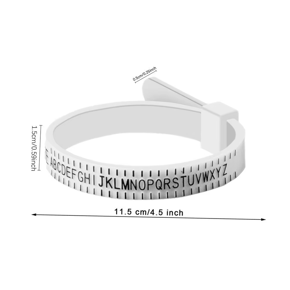 Mètre de mesure de la circonférence du doigt pour bagues (UK/US/EU/HK/JP) – Outil de mesure réutilis