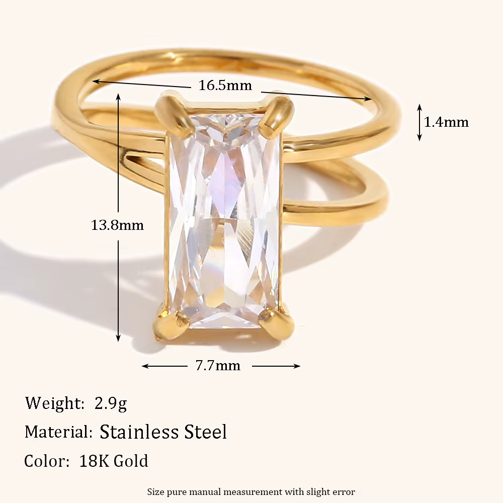 La.Muses – bague asymétrique rectangulaire en acier inoxydable pour femmes, Design à la mode, diaman