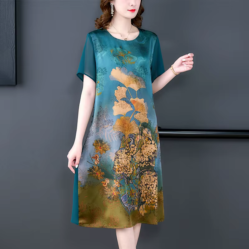 InjFloral-Robe de mariée de luxe à manches courtes pour femmes, col rond, taille adt, vintage coréen