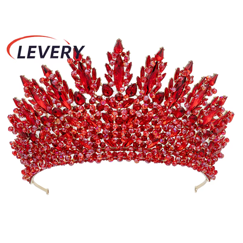Levey Baroque luxe cristal reine royale couronne de mariage strass mariée diadème reconstitution his