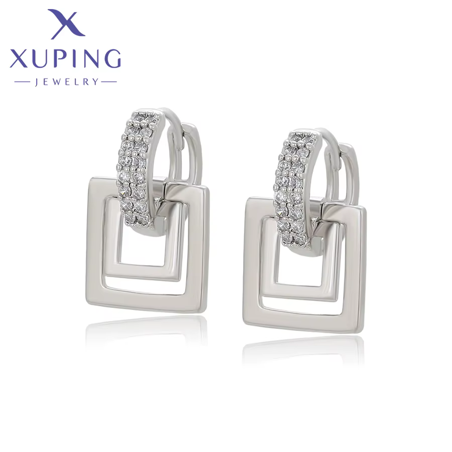 Xuping bijoux mode vente chaude carré Simple boucles d'oreilles pierre platine boucle d'oreille pour