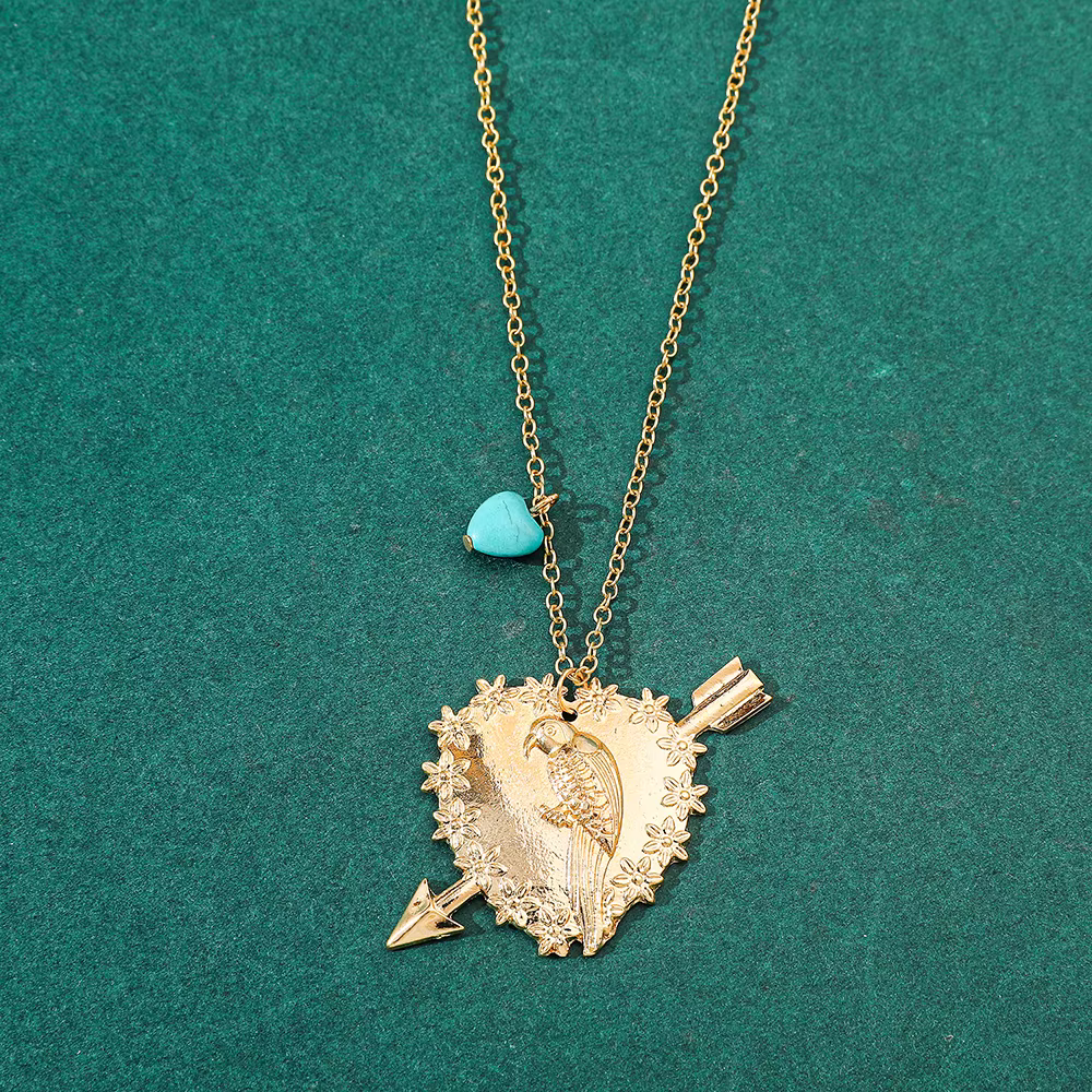 Collier oiseau avec pendentif en forme de cœur pour femme, bijoux esthétiques, document doré, access
