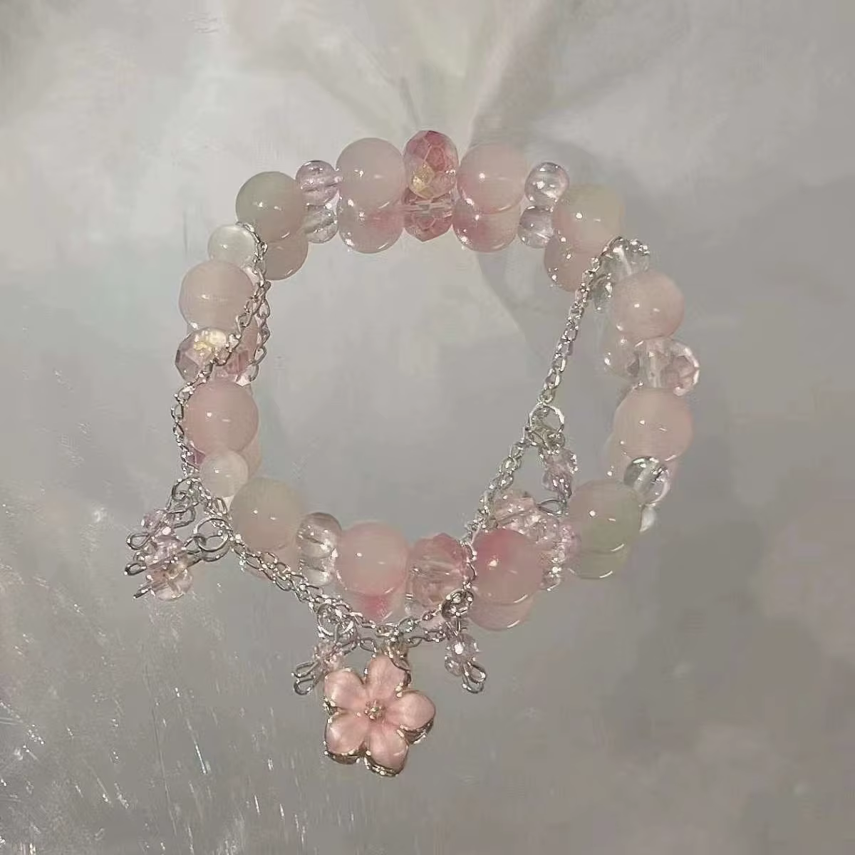Bracelet en fleurs de cerisier pour femmes, nouvelle mode Y2K, exquis et élégant, perles de cristal,