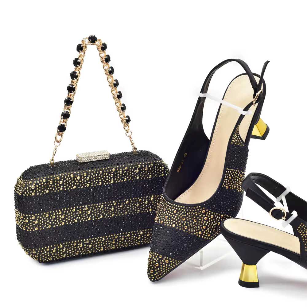 Chaussures et sac assortis pour femmes pour mariages, chaussures élégantes à talons moyens pour femm