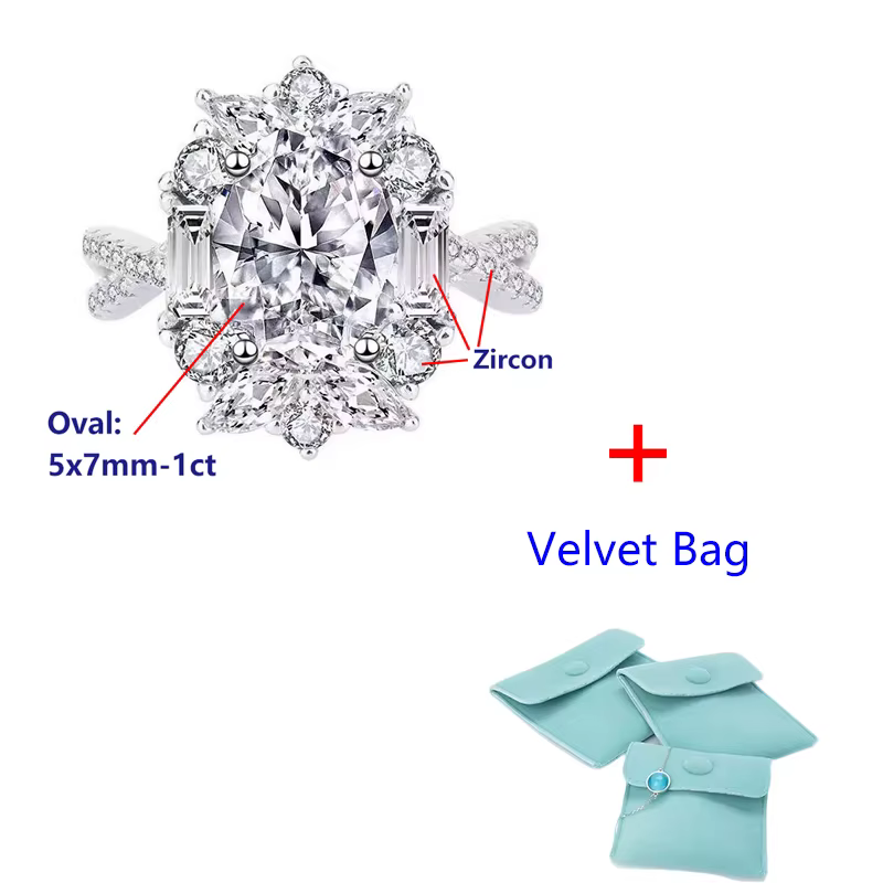 DJMAX glamour 1ct Moissanite bague de mariage pour les femmes 925 en argent Sterling Rose Manor luxe
