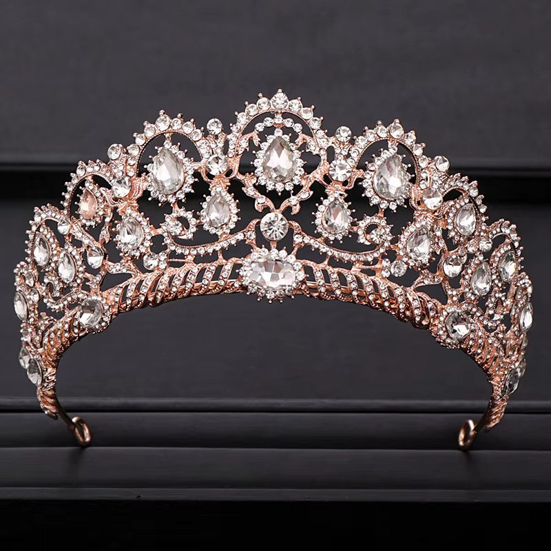 AiliBride-Couronne diadème de reine en biscuits cristal bleu, accessoires de cheveux de mariage, dia