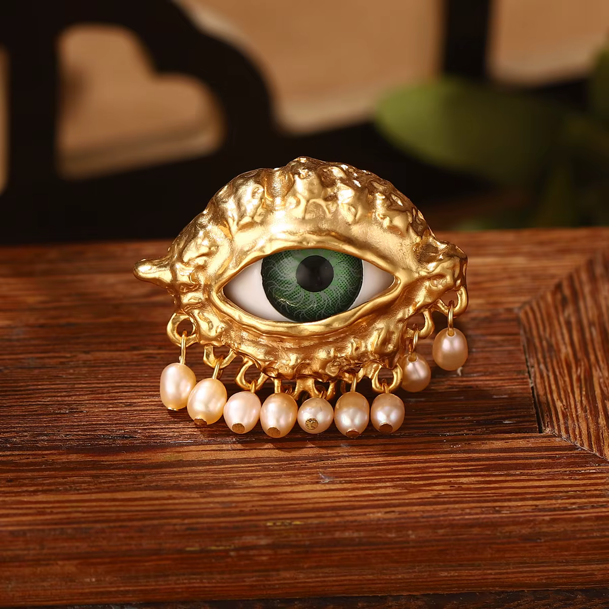 Bijoux Vintage oeil du diable anneau délicat imité perle glaçure anneau glands ouverture exagérée ba