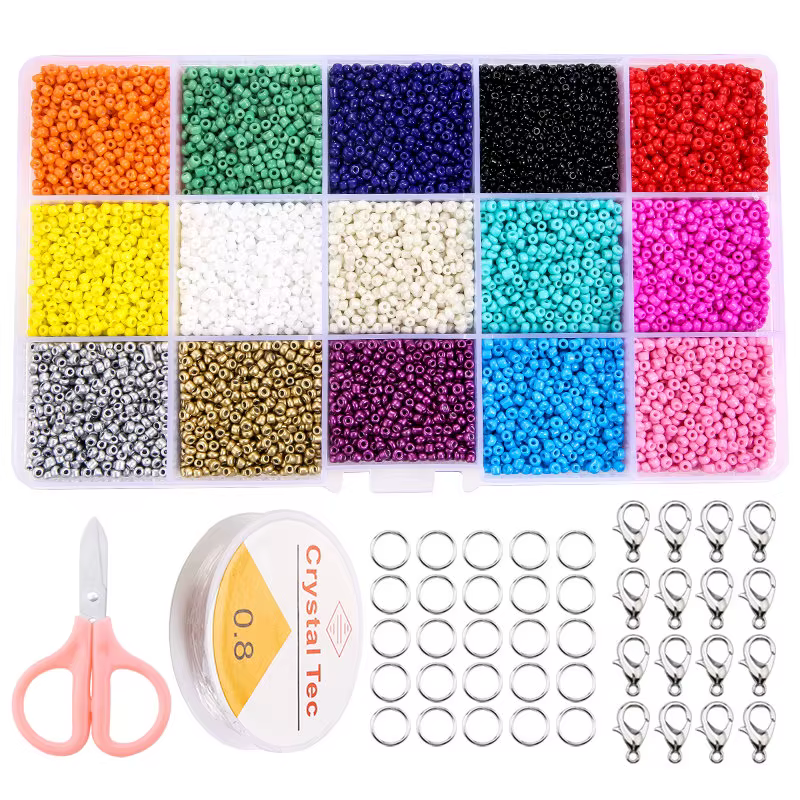 20000 pièces Kit de fabrication de bijoux ensemble de perles de rocaille 2mm ensemble de perles de v