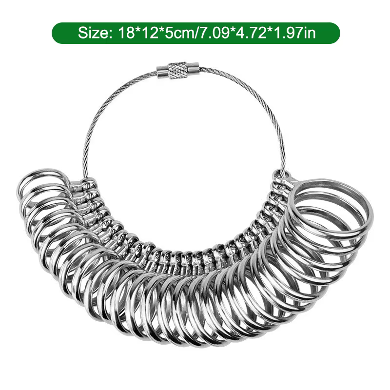 1 ensemble de jauges à anneaux en métal, boucle à main, outil de mesure de bijoux, règle de doigt, m