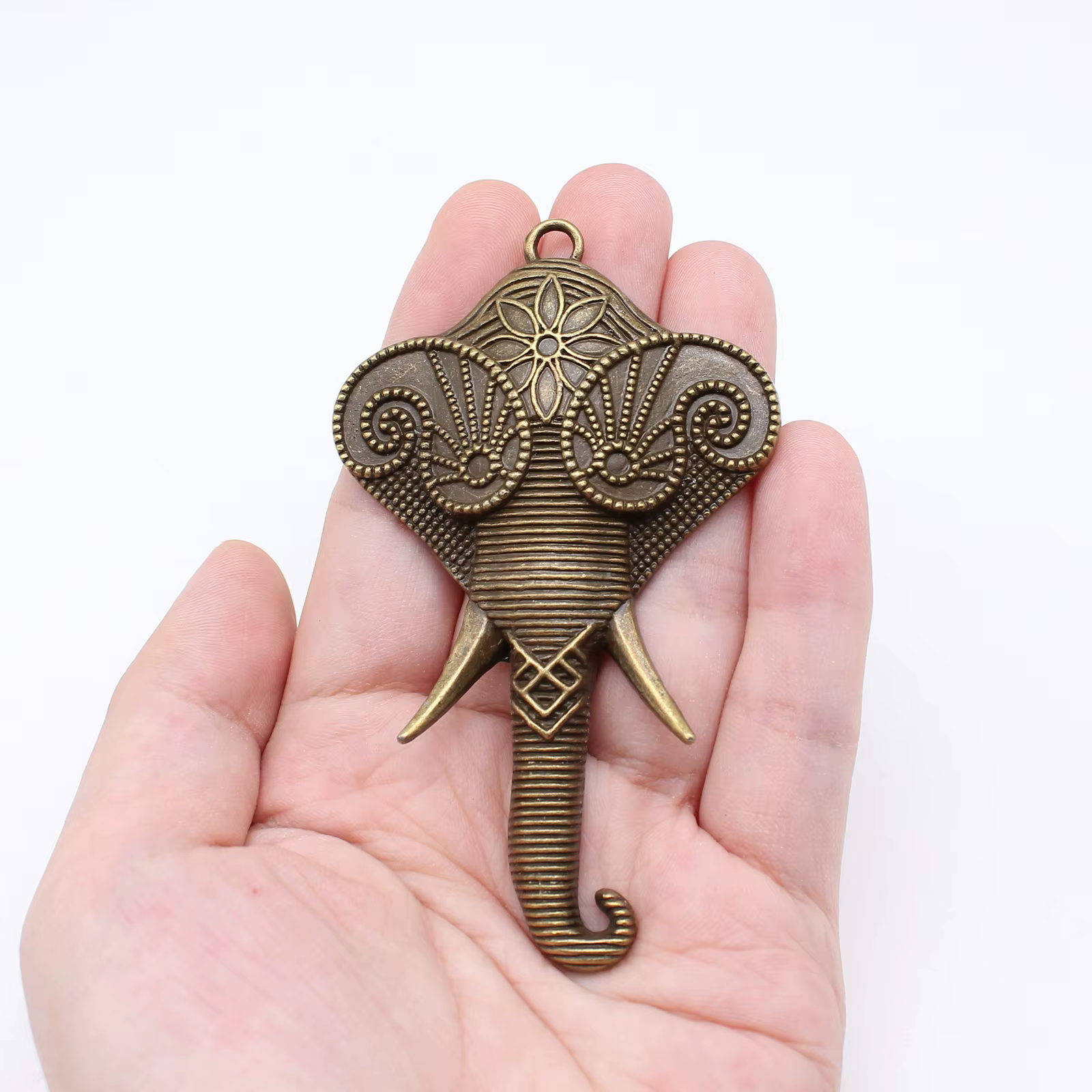 Breloques en forme d'éléphant, 84x51mm, 2 couleurs, couleur argent Antique, couleur Bronze Antique, 
