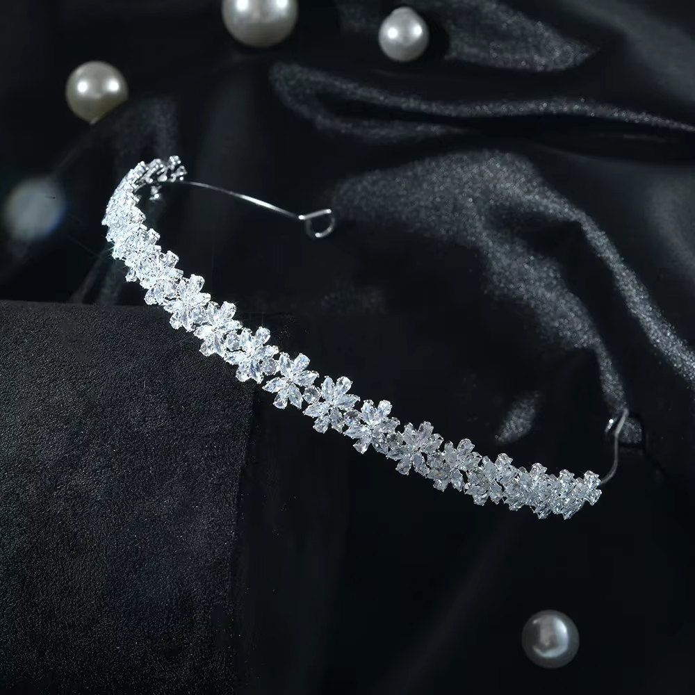 Diadèmes de mariée en zircone cubique pour accessoires de cheveux de mariage, couronnes de luxe pour