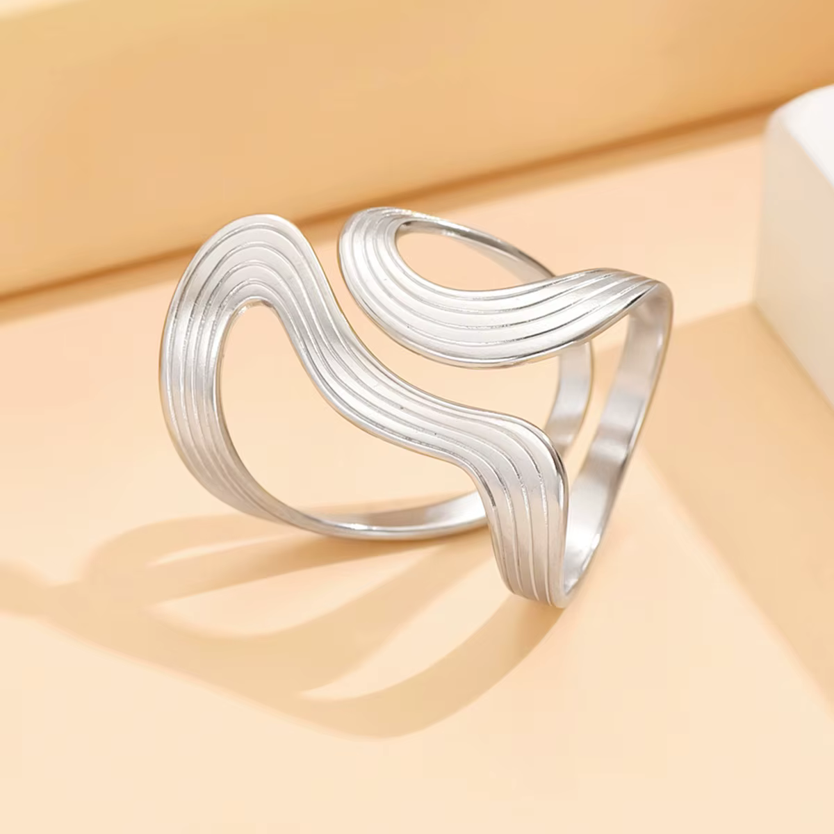 Bagues couleur argent en acier inoxydable pour femmes, Punk géométrique en métal, chaîne irrégulière