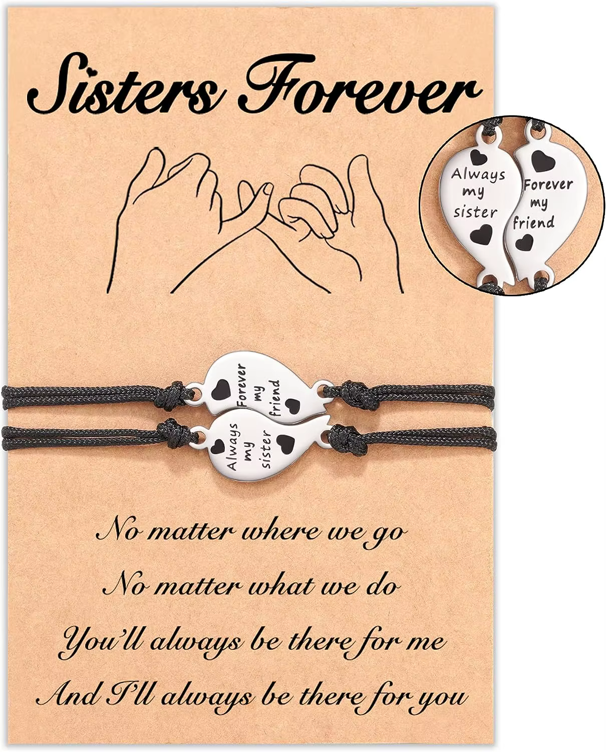 Bracelets d'amitié meilleur ami sœur pour 2/3 Bracelets assortis coeur cadeaux pour femmes filles ré