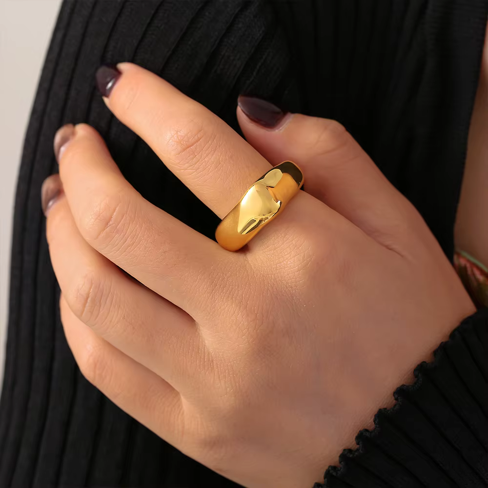 Bagues carrées irrégulières en acier inoxydable pour femme, sweat-shirts plaqués or 18 carats, bague