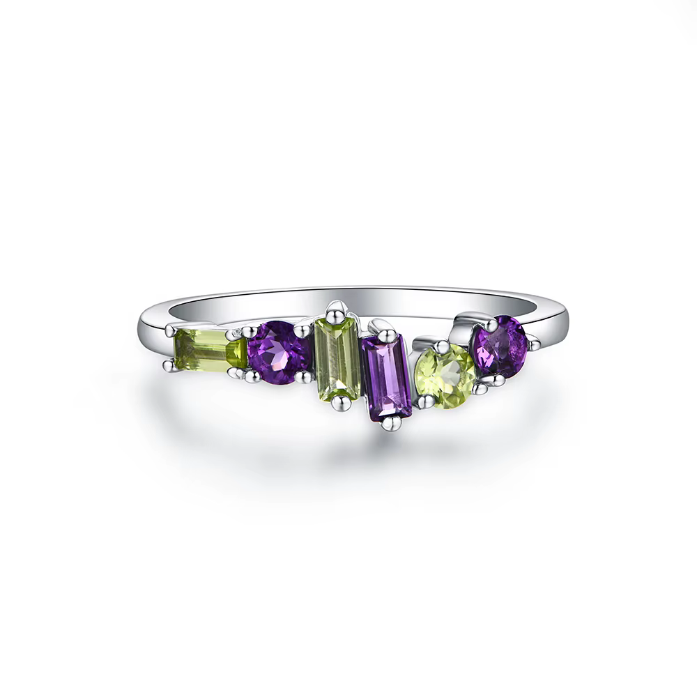 Charmant – bague péridot minimaliste en améthyste naturelle, en argent Sterling 925, pour femmes et 