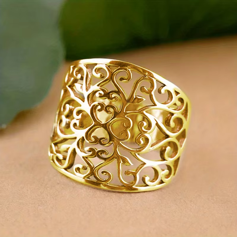 Huitan – bague esthétique ajourée pour femmes, couleur or/argent, accessoires simples et élégants po