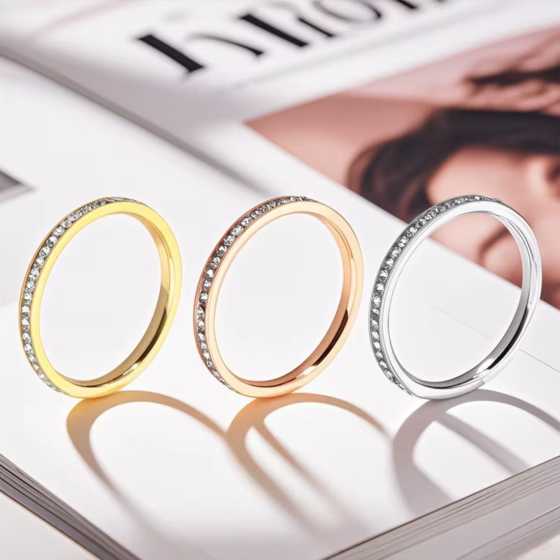 Bagues délicates en micro-pavé de zircon pour femmes, tendance, chic, en cristal, pour tous les jour