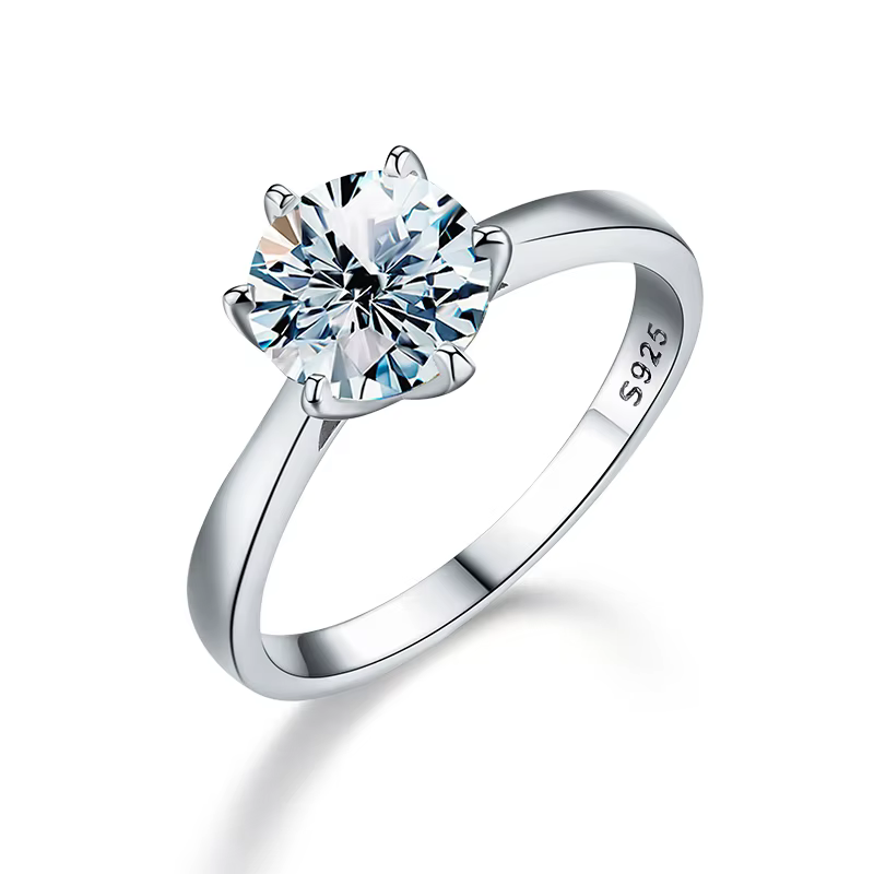 Bague en moissanite véritable 0,5 ct 1 ct, bagues de fiançailles et de mariage en diamant pour femme