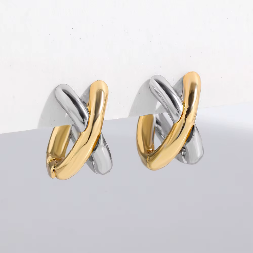 Boucles d'oreilles créoles crd'appareils-cross en métal doré pour femmes, boucle d'oreille créole gé