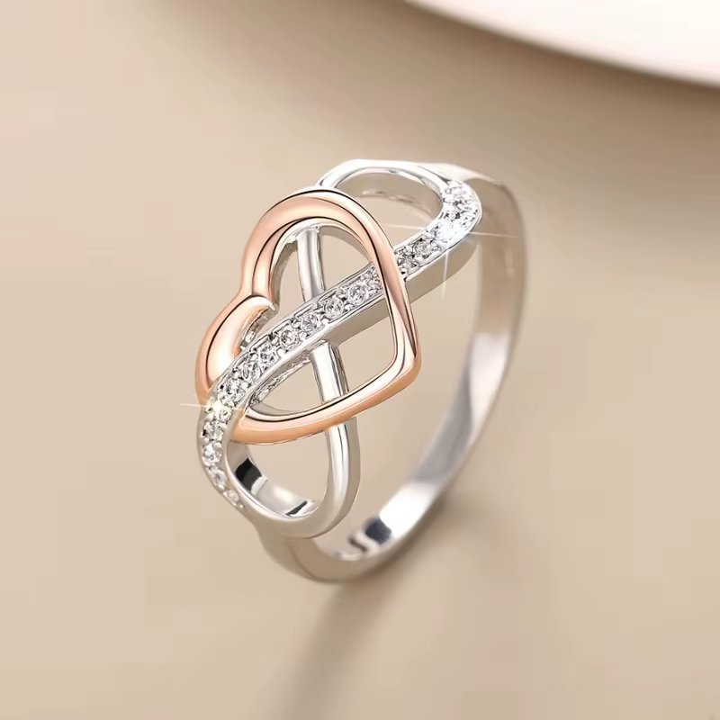 Huitan – bagues uniques avec signe infini et cœur pour femmes, accessoire de doigt brillant, tendanc