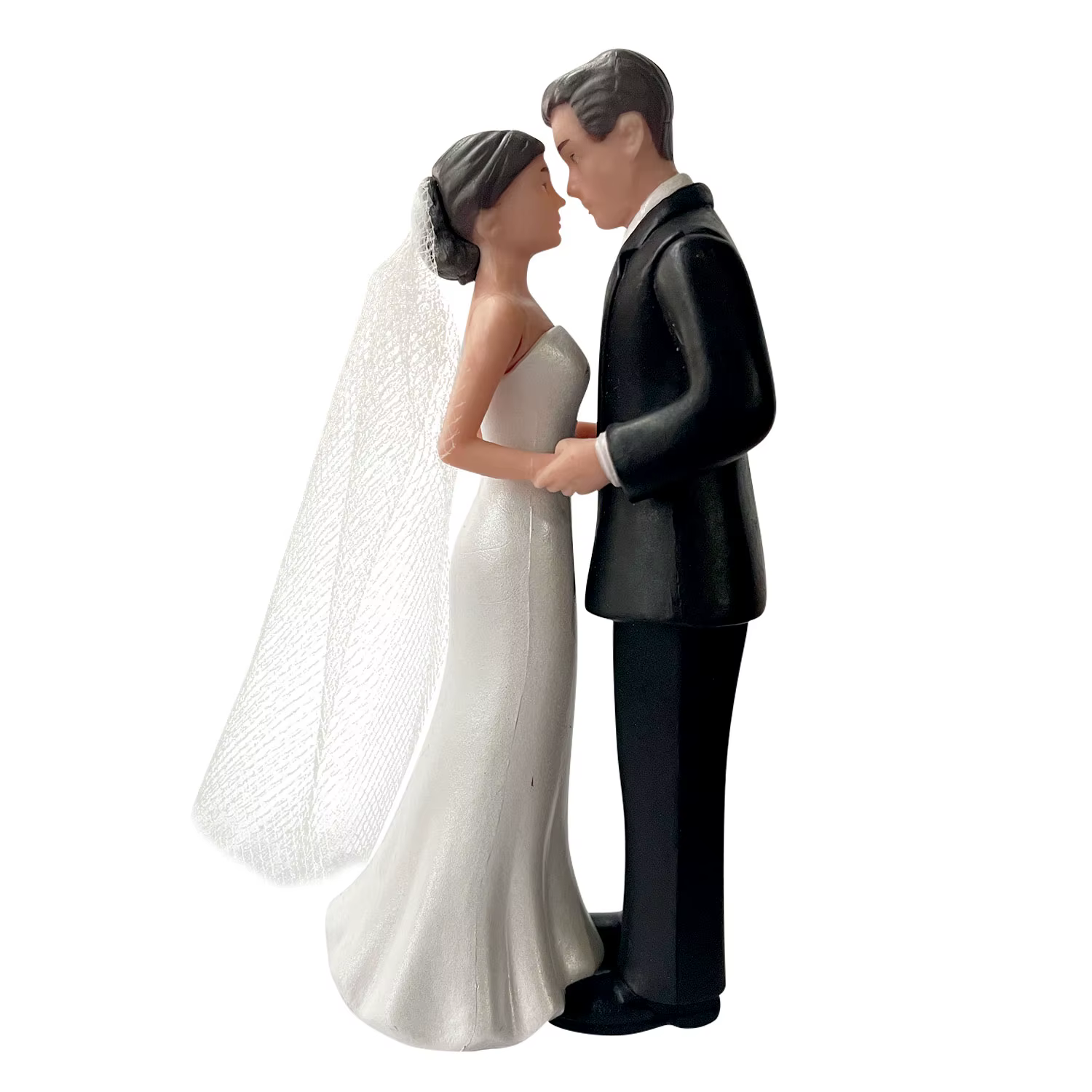 Décoration de gâteau de mariage élégante pour mariée et marié avec voile 4,3" - Anniversaire, douche