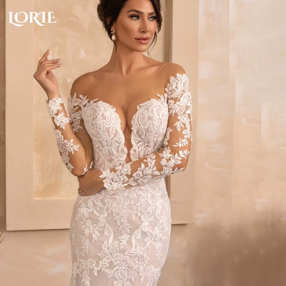 LORIE-Robe de Mariée en Dentelle Personnalisée, Style Sirène Boho, pour Patients, Éducative, Plage