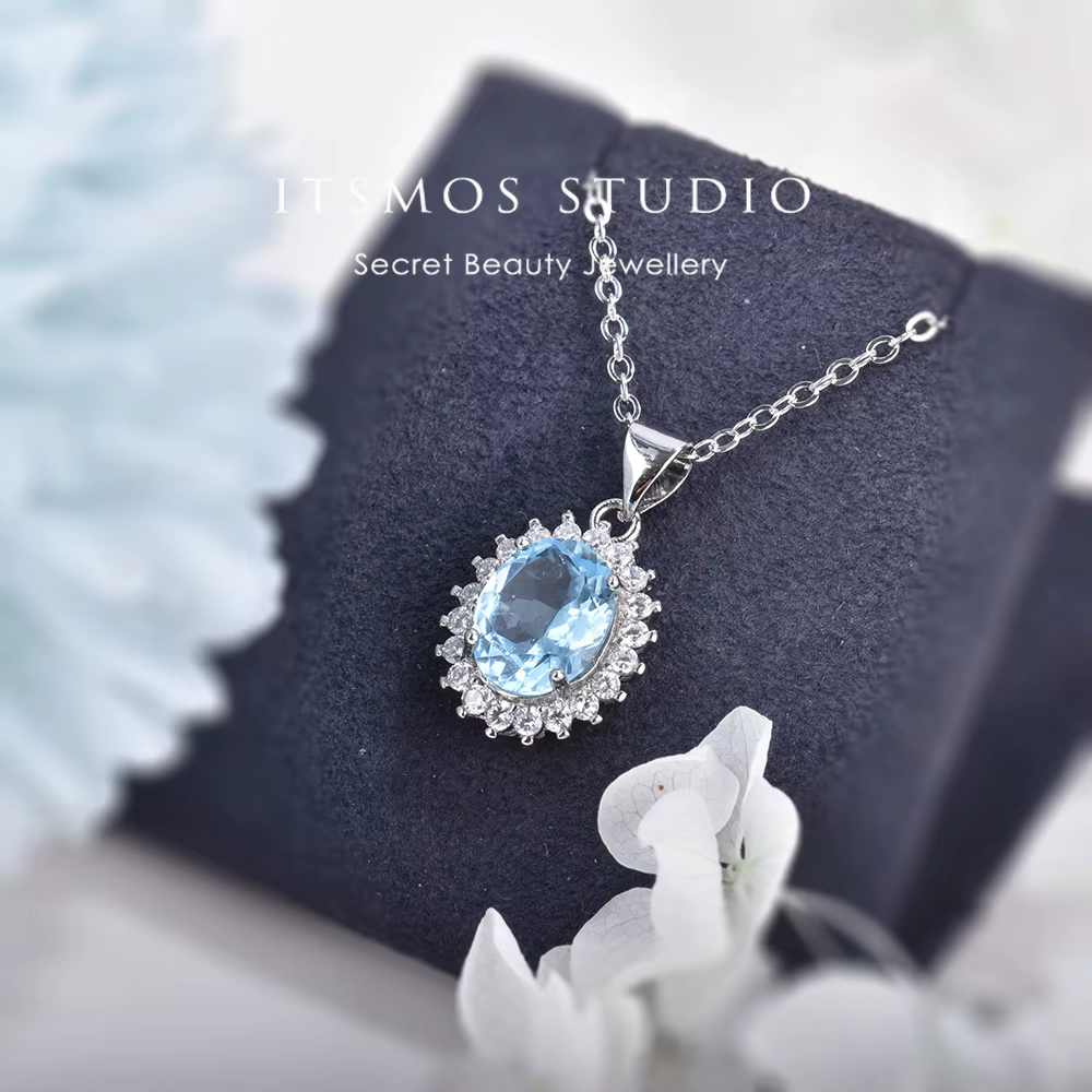 ITSMOS – collier avec pendentif en cristal de topaze naturelle, pierres précieuses naturelles, bijou