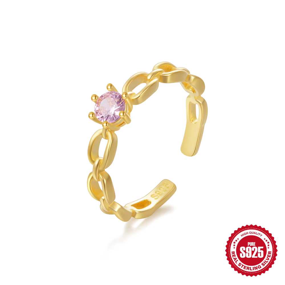 CANNER-Bague réglable en argent regardé S925 pour femme, double creux, matiques de mariage ouvertes,