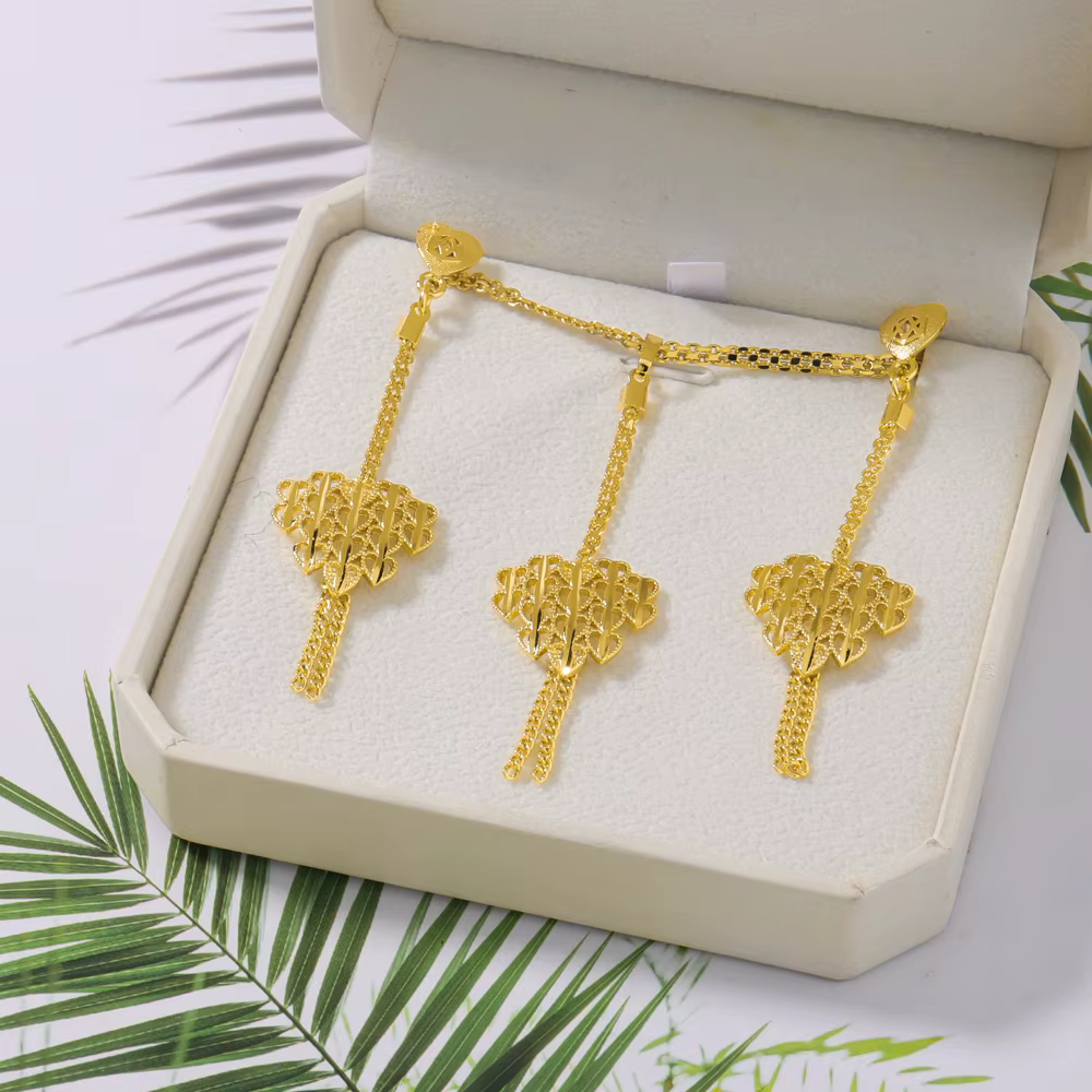 Collier plaqué or, boucles d'oreilles, ensemble de bijoux pour femmes, breloques à la mode, fête, ma