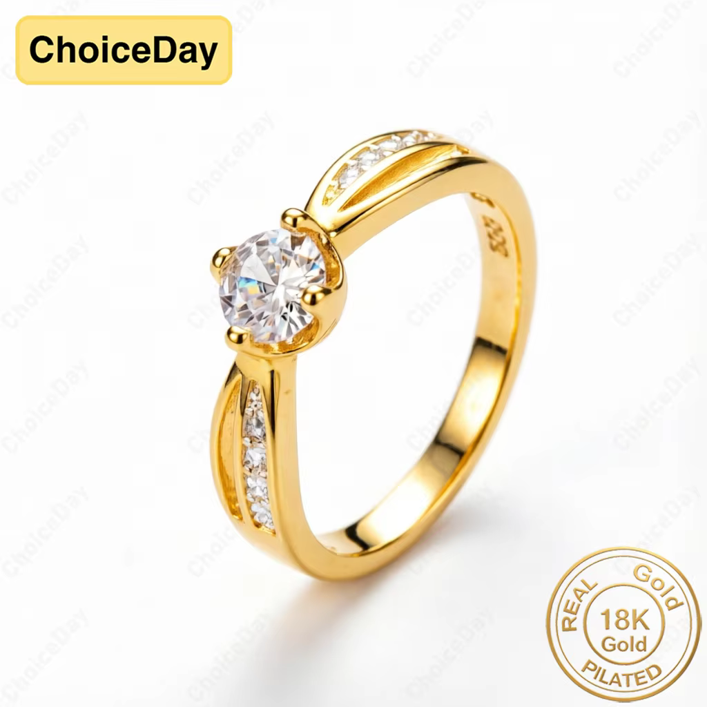 Bague de luxe plaquée or 18 carats avec zircon à quatre griffes, accessoire de bijouterie tendance p