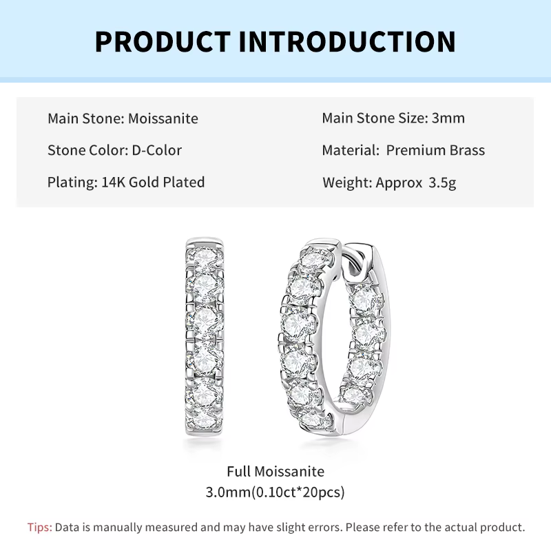 Rrjzz – boucles d'oreilles brillantes en moissanite couleur D pour femmes, 2CTTW VVS1, diamants créé