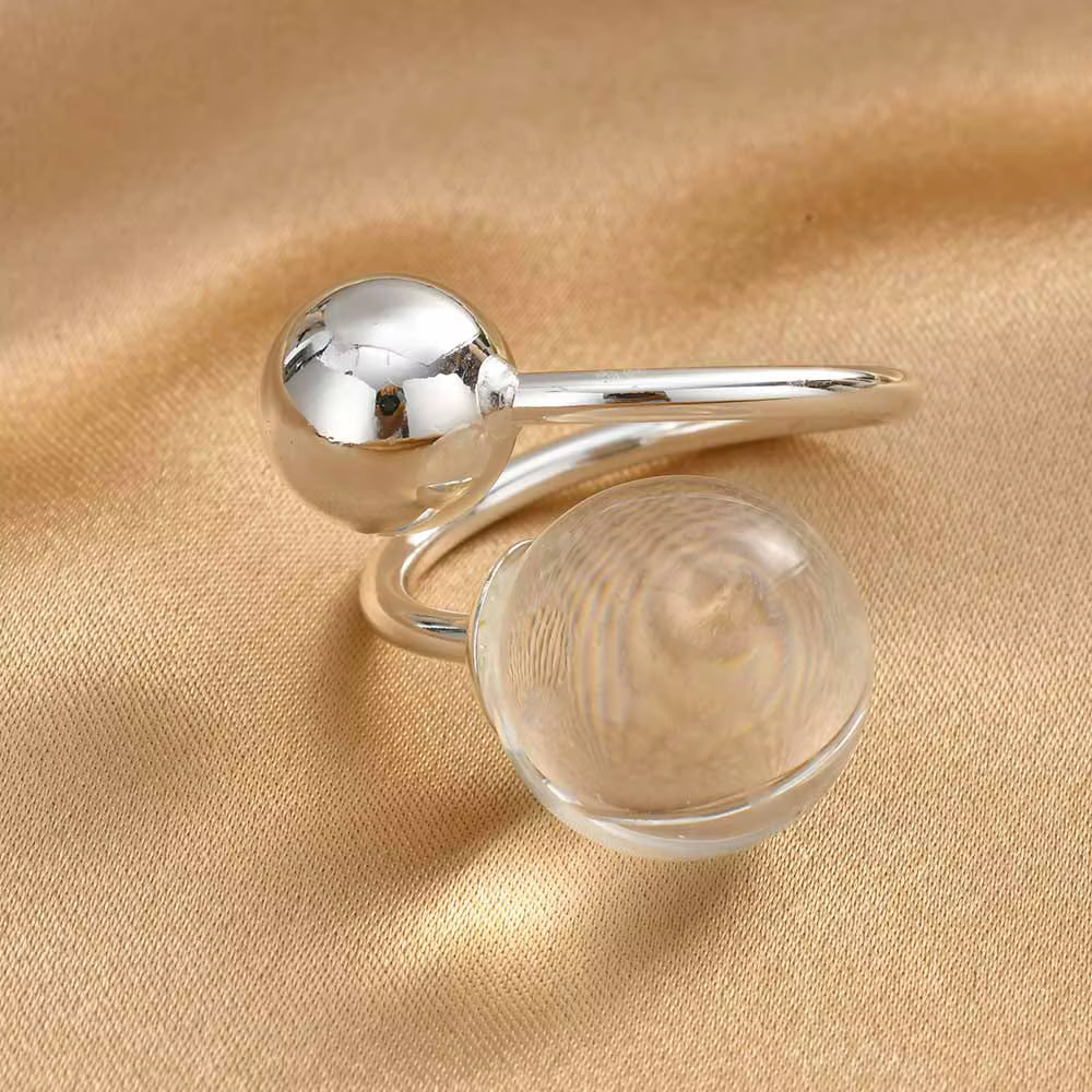 Bague ouverte en argent pour femme, géométrique, ajustable, minimaliste, moderne, bijoux