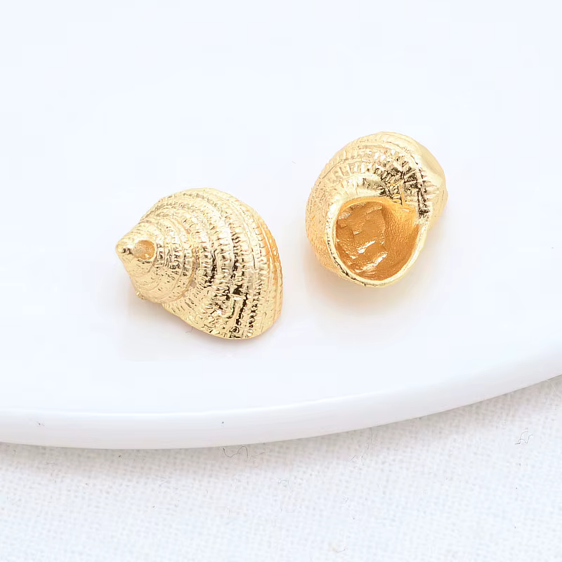 Breloques de Conque en Laiton de 12x13mm et 14K, Fournitures de Direction pour Colliers et Bracelets
