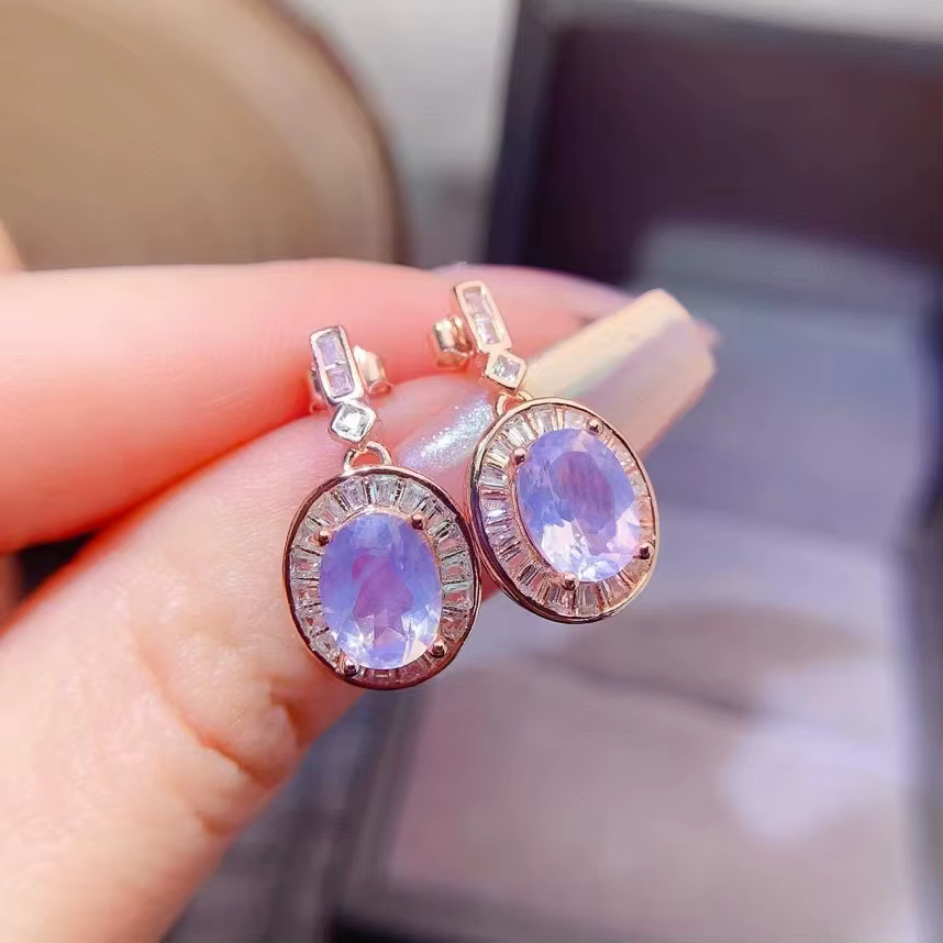 Boucles d'oreilles améthyste violet clair 6mm * 8mm 2ct boucles d'oreilles améthyste naturelle bijou