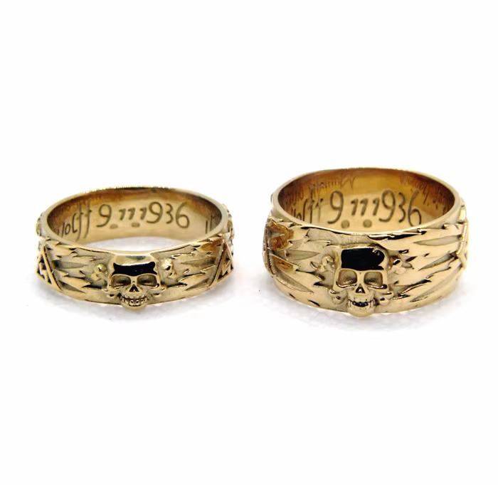Mini bague avec tête de mort en acier inoxydable 316L, anneau de mariage doré